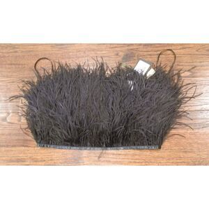 Bronx and Banco Afiya Ostrich Feather Noir Top Women's Size 6/M NWT